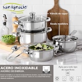 thumbnail of BERGNER - Set di pentole in acciaio inossidabile da 7 pezzi adatto a piani cottura a induzione con 3 utensili da cucina