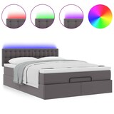 thumbnail of vidaXL Ottoman-Bett mit Matratzen & LEDs Grau 140x190 cm Kunstleder