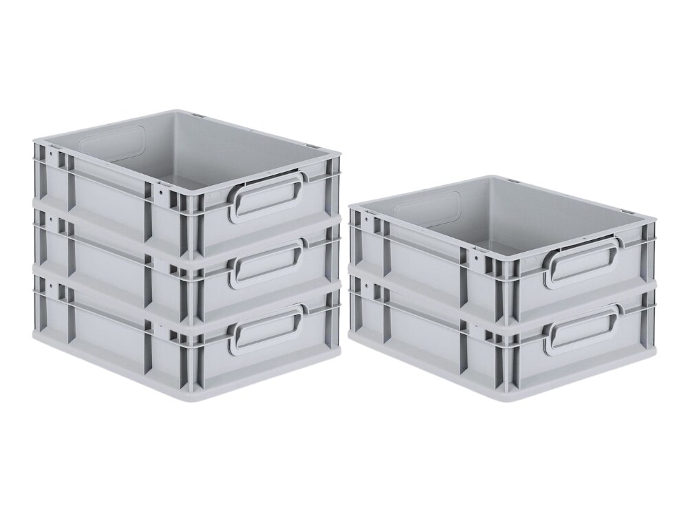 PROREGAL 5x Eurobox NextGen Grip | HxBxT 12x30x40cm | 11 Liter | Griffe geschlossen | Glatter Boden | Eurobehälter