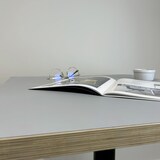 thumbnail of Restootab - Tafelblad 90x90 medio grijs van kleur, randen van imitatiehout