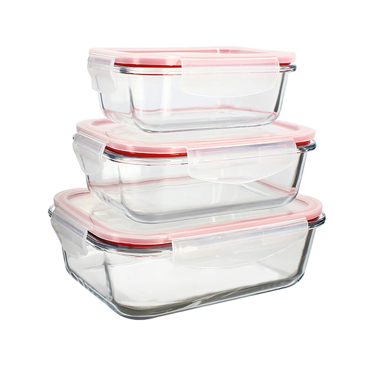 Menastyl - Lot 3 boites hermétiques rectangles clémentine en verre borosilicate