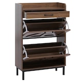 thumbnail of Schuhkipper HWC-P45, Schuhregal Schuhschrank, 2 Kippfächer Ablage Schublade MDF 95x60x24cm ~ braun
