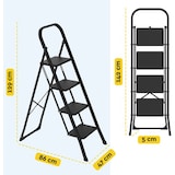 thumbnail of BRASQ Huishoudtrap 4-treden Zwart - keukentrap inklapbaar metaal voor Particulier en professioneel gebruik - Trap Ladder - Anti slip