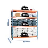 thumbnail of SimonRack Estante Industrial 2000x1500x600, 4 Prateleiras em Madeira, 600 kg por Nível, Estrutura em Aço, Azul/Laranja/Madeira - Simonforte