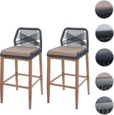 thumbnail of 2er-Set Rope-Barhocker | HxBxT 101x45x50 cm | Sitzhöhe 76cm | Anthrazit | Kissen Dunkelgrau | Outdoor Sitzpolster Seilgeflecht Metall Holz-Optik