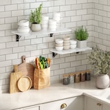 thumbnail of HOMCOM juego de 2 mesas plegables de pared escritorios flotantes para espacios pequeños mesas abatibles para cocina comedor y salón blanco brillo
