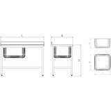 thumbnail of FRICOSMOS-Spüle mit Halterung c/between.1C,ED 1000x500x850 mm. Eimerabmessungen 340x370x150 mm.