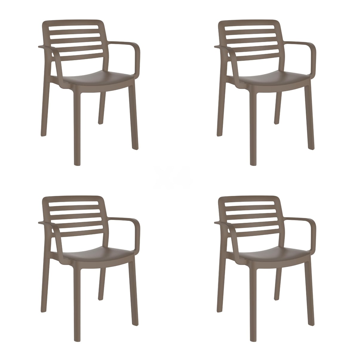 garbar WIND Set 4 Silla Con Brazos Interior, Exterior Chocolate