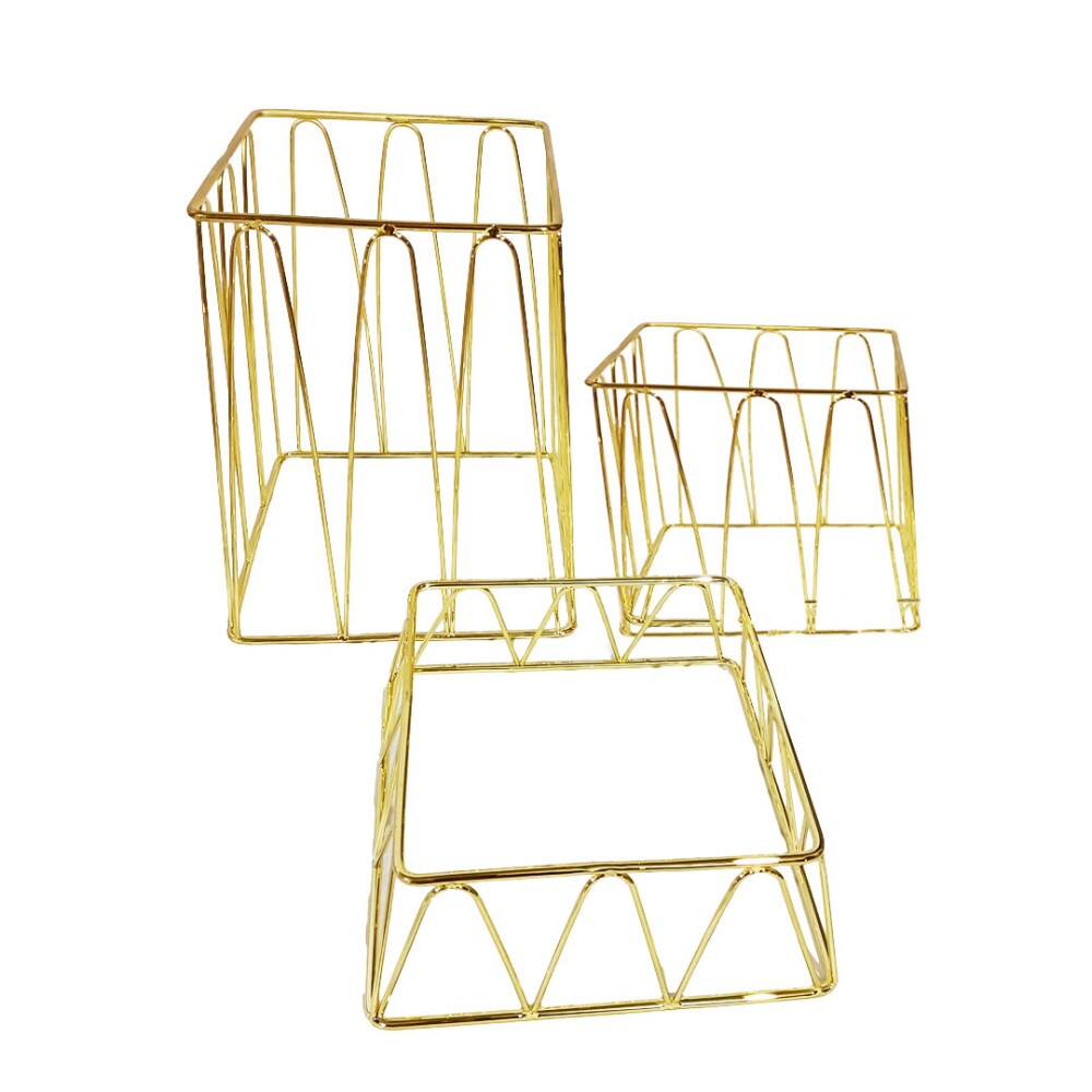 Supports buffet carrés dorés - lot de 3