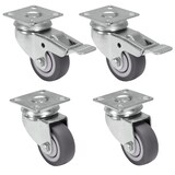 thumbnail of PRIOstahl Transportrollen 50mm Graue Rollen 2 Lenkrollen + 2 Bremsrollen Möbelrollen Spurlos & Leise