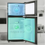 thumbnail of Merax mini frigorífico retro con congelador, 60 L, 2 puertas, 86.8 cm, compacto para solteros, oficina y minibar de hotel, LED, 102 kWh/año, negro
