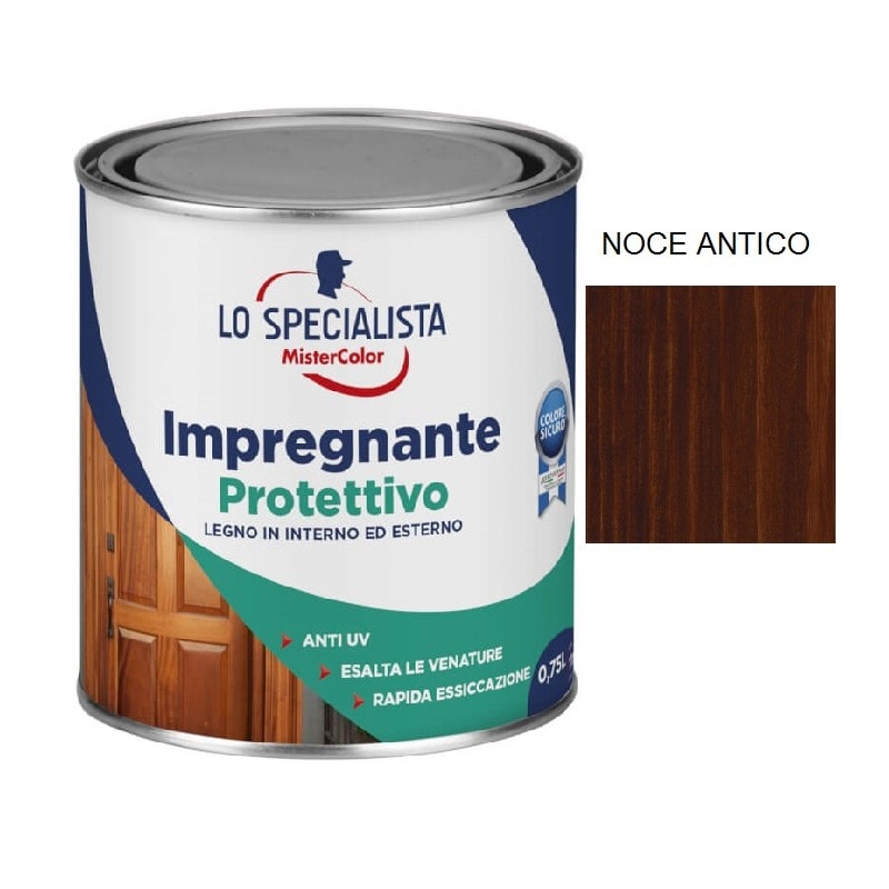 Lo specialista impregnante protettivo in acqua colore noce antico 0,75l
