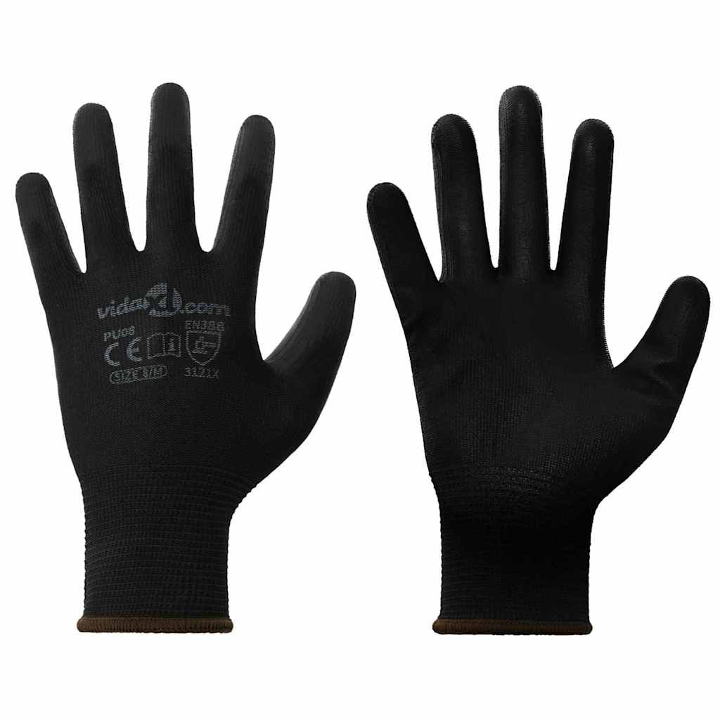 vidaXL Werkhandschoenen 12 pcs Zwart 8 / m Polyester