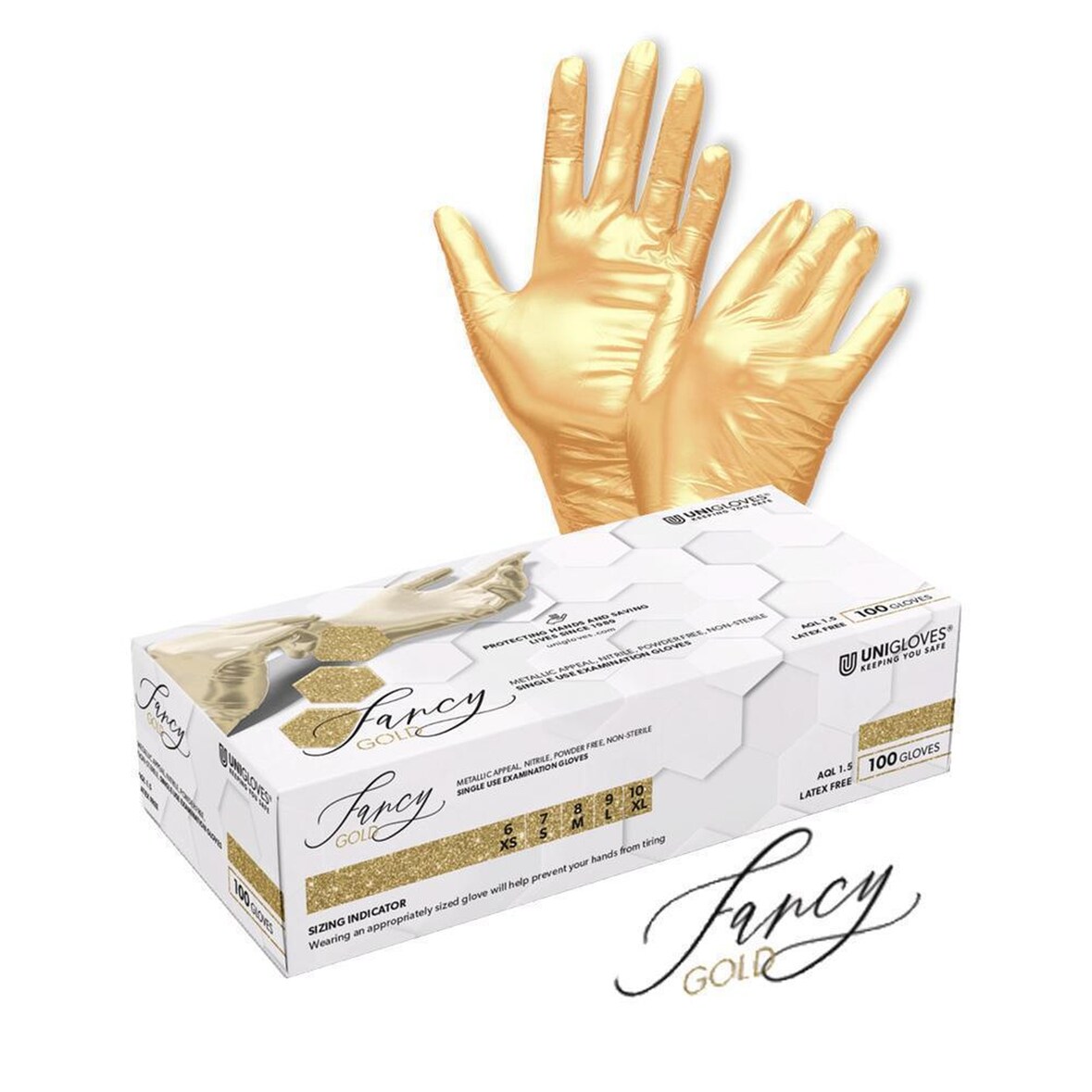 Einweghandschuhe Fancy Gold - puderfrei - Gr. XL - 1000 Unigloves Nitrilhandschuhe