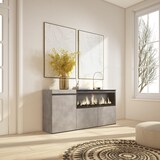 thumbnail of Sideboard, Schrank, Küche, Sideboard, Flurmöbel, 160, 3 Türen, XXL-Elektrokamin, Modernes Design, Zementgrau _ 425_7