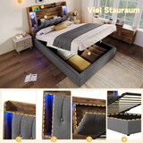 thumbnail of Polsterbett 90x200 cm mit USB Typ-C Ladefunktion und LED-Beleuchtung – stilvolles Design und vielseitiger Stauraum Grau
