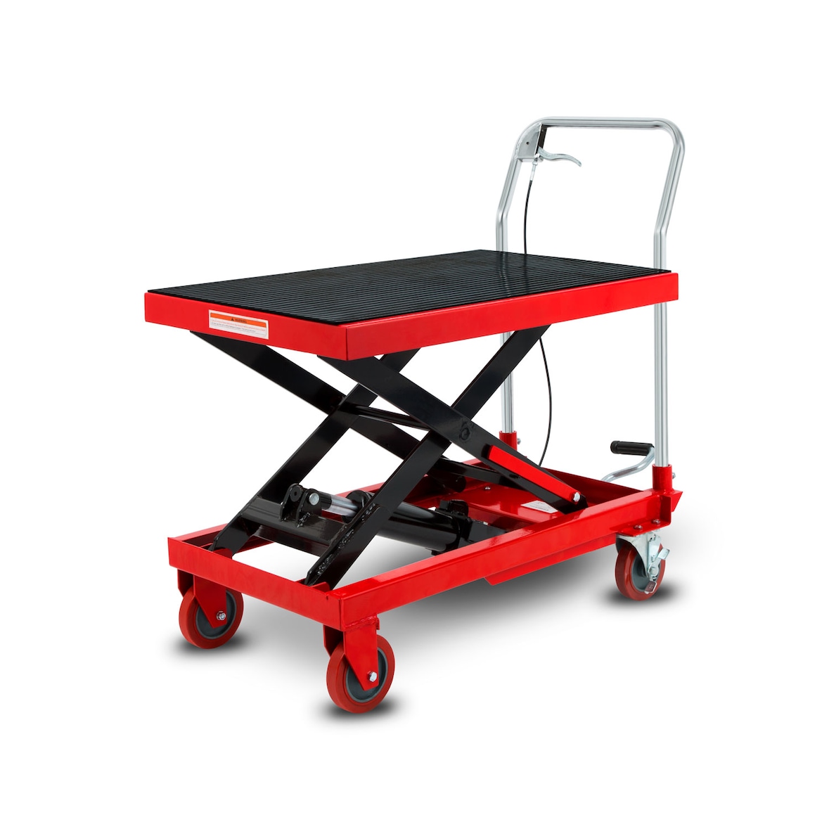 EBERTH Hydraulik Scherenhubtisch 300 kg Traglast, 820x520 mm Tisch, 270–800 mm Hubhöhe, Bremse, Pedal, Anti-Rutsch