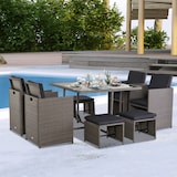 thumbnail of Outsunny Set Tavolo e Sedie da Giardino Salotto in Rattan Grigio 9pz