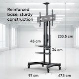 thumbnail of ONKRON Soporte TV con Ruedas y Regulación de Altura Motorizada para 50-86", hasta 90 kg, VESA máximo 800x500 mm, TS1881E-B Negro