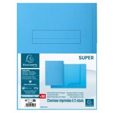 thumbnail of EXACOMPTA Paquet de 50 chemises pré-imprimés 2 rabats SUPER 250 en carte 210 grammes coloris Bleu clair
