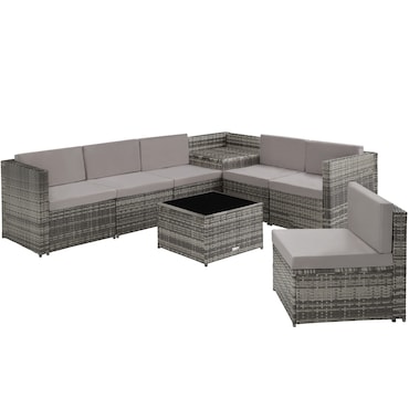 tectake Conjunto de muebles de ratán VERONA - Gris