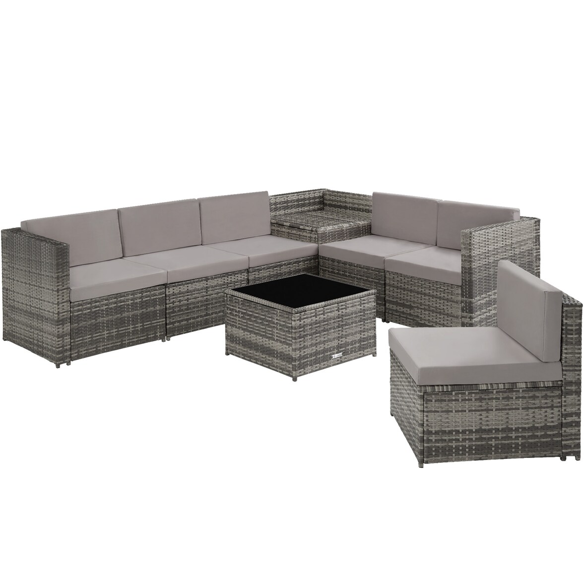 tectake Conjunto de muebles de ratán VERONA  gris - 404234