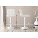 thumbnail of Décoshop26 - Barkruk/kinderstoel x 1 met decoratieve vierkante stiksels crèmekleurige fluwelen zitting witte metalen poten 10_0005336