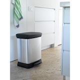 thumbnail of Curver Rechthoekige pedaalemmer Decobin 30 ltr - zilver, zwart