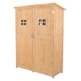 thumbnail of Outsunny Cobertizo de Madera Caseta de Jardín Armario Herramientas de Jardinería con Estantes Doble Puerta Ventanas Techo Asfáltico 127,5x50x164 cm