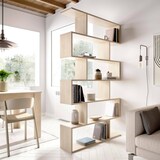 thumbnail of Dmora Buchhandlung Joliet, Hohes doppelseitiges Bücherregal, Trennregal mit 5 Fachböden, Modernes Büroregal, 80x24h192 cm, Eiche