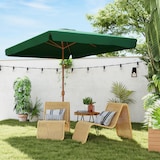 thumbnail of Outsunny sombrilla de terraza exterior 300x200 cm con ángulo ajustable mástil de aluminio manivela y protección UV 50+ sombrilla para jardín verde