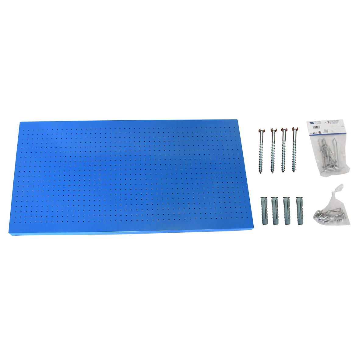 Painel metálico porta-ferramentas 1500x400 mm azul + 14 Ganchos + 3 Acessórios