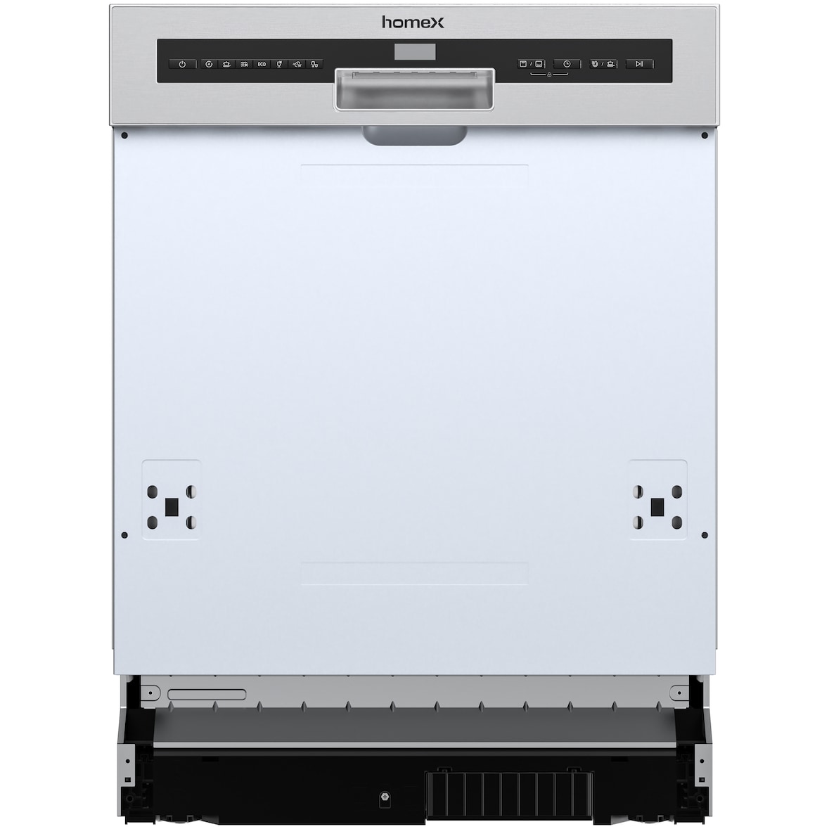 homeX Geschirrspüler 60 cm, Einbau Spülmaschine teilintegrierbar - 14 Maßgedecke, 7 Programme, AquaStop, DWSI601444C
