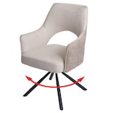 thumbnail of Chaise de salle à manger HWC-K30, chaise de cuisine, pivotante Position Auto, tissu/textile MVG ~ crème