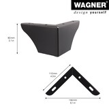 thumbnail of WAGNER Möbelfuß SOFA WING - 11 x 11 x 8 cm, Stahl beschichtet schwarz, 3 Noppen, Anschraubplatte, Palettenmöbel-12045201