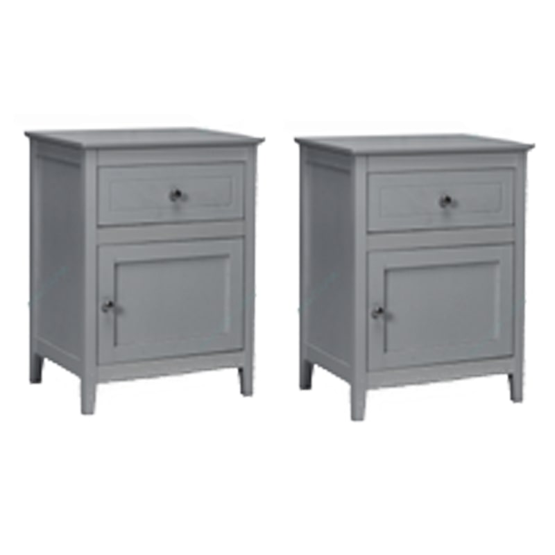 COSTWAY Mesa de cabeceira em madeira de pinho com gaveta e porta, mesa auxiliar de 2 níveis, mesa lateral com tampo espaçoso da