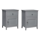 thumbnail of COSTWAY Mesa de cabeceira em madeira de pinho com gaveta e porta, mesa auxiliar de 2 níveis, mesa lateral com tampo espaçoso da