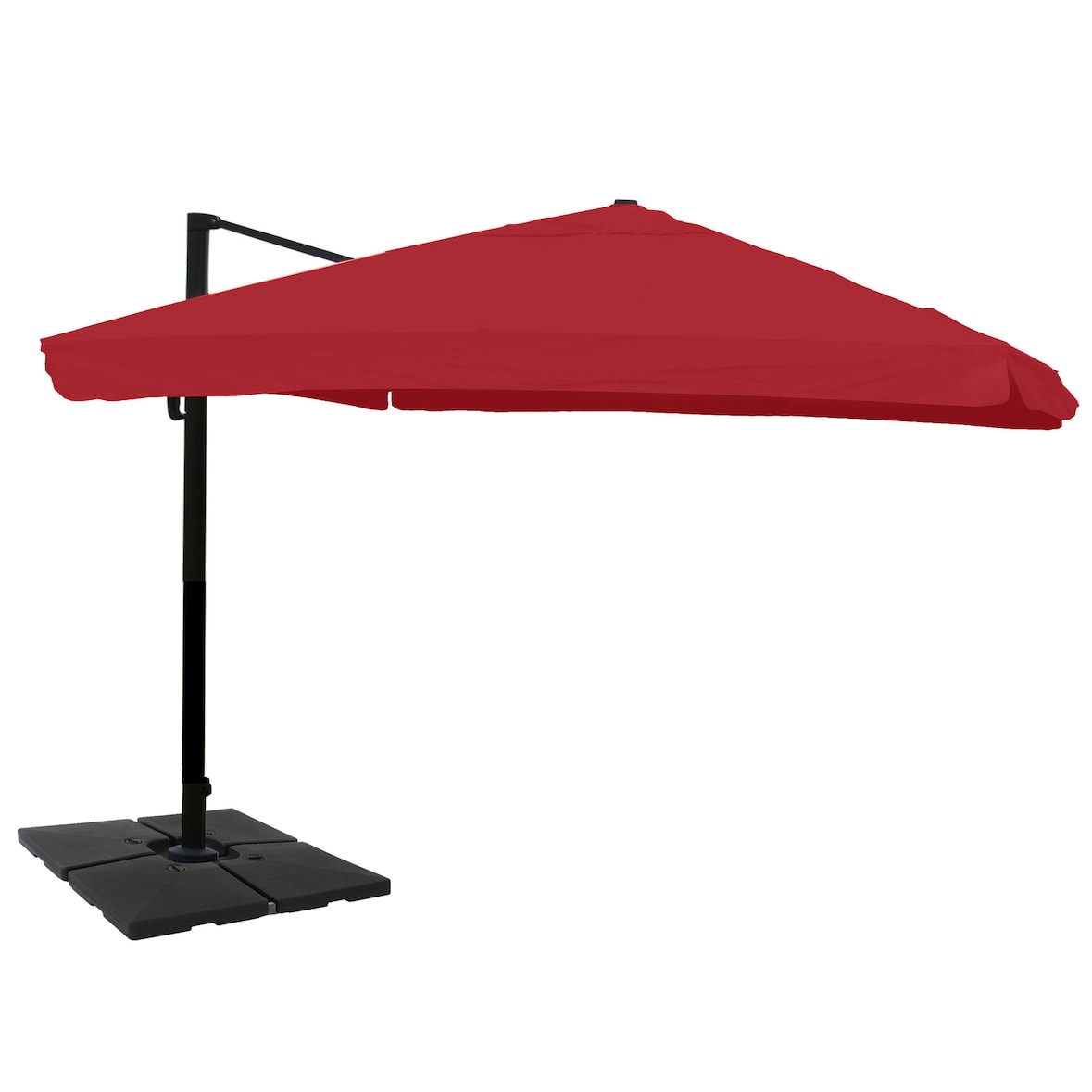 Gastronomie-Ampelschirm HWC-A96, Sonnenschirm, 3x4m (Ø5m) Polyester/Alu 26kg ~ Flap, bordeaux mit Ständer, drehbar