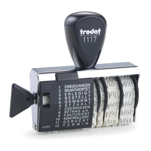 Trodat 1117 Textstempel mit Datum Grau, Rot 8 x 2 x 7 cm