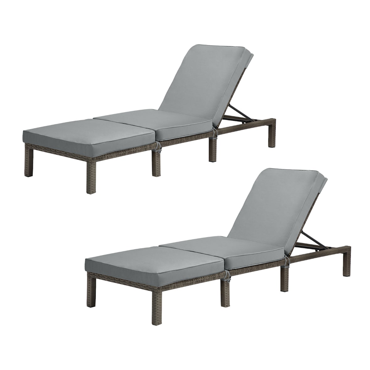 Set van 2 SVITA PEACH Tuinligstoel met gestoffeerd kussen Inklapbaar polyrattan grijs