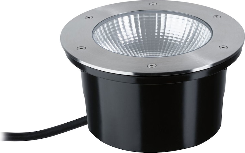 Un luminaire rond encastré avec boîtier noir.