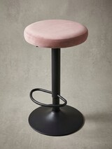 thumbnail of Barhocker `Campania`: 58-79 cm Sitzhöhe, Eisenmaterial, Samt/Wildlederoptik Bezug, 360° drehbar. Rosa, Material: Samt, 40x40x79 cm | Kadima Design