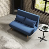 thumbnail of HOMCOM sofá cama de 2 plazas sofá cama plegable tapizado en lino con respaldo ajustable en 5 posiciones y 2 almohadas 120x75x85 cm azul oscuro