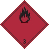thumbnail of Gefahrzettel, Gefahrgutklasse 3 - Entzündbare flüssige Stoffe (rot/schwarz) - 100x100 mm Papier selbstklebend