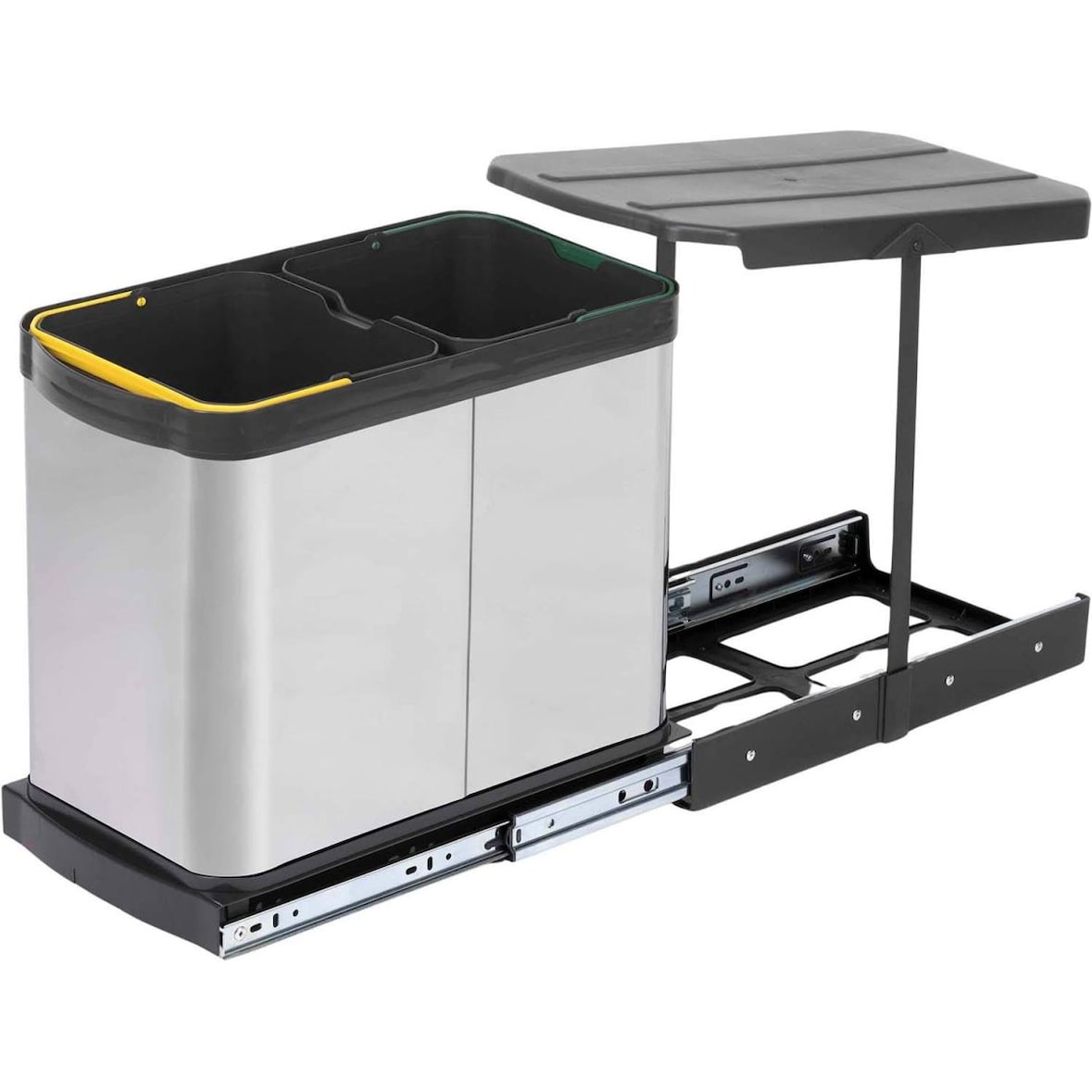 Poubelle de recyclage extraction manuelle 2 bacs 12 litres Recycle Emuca