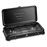 thumbnail of Cocina de gas portátil 2 fuegos 2600W Negra KEMPER tapa de encimera