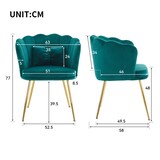 thumbnail of Wohnzimmersessel Samt Komfortstuhl mit ergonomischer Blütenblatt-Rückenlehne, Metallbeine, gepolstert, modern elegant 75x75x80 Grün