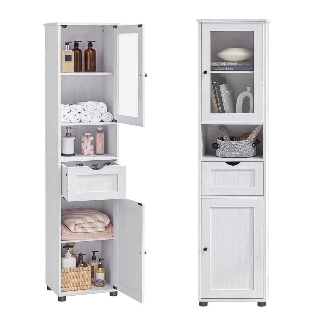 Helloshop26 - Mueble de baño columna 40 x 30 x 165 cm con estantes regulables armarios puertas cajones compartimento ahorrador de 12_0006522