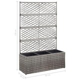 thumbnail of vidaXL Hochbeet mit Rankgitter 3 Töpfe 83×30×130cm Poly Rattan Grau