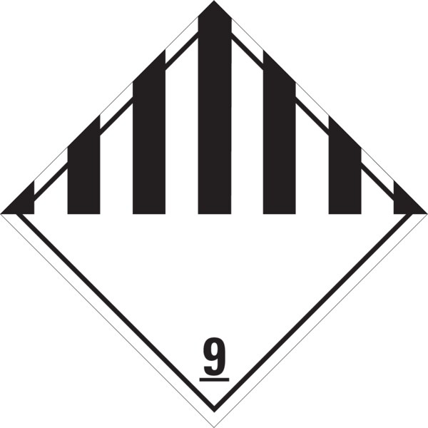 Gefahrzettel, Gefahrgutklasse 9 - Verschiedene gefährliche Stoffe und Gegenstände - 300x300 mm Folie selbstklebend